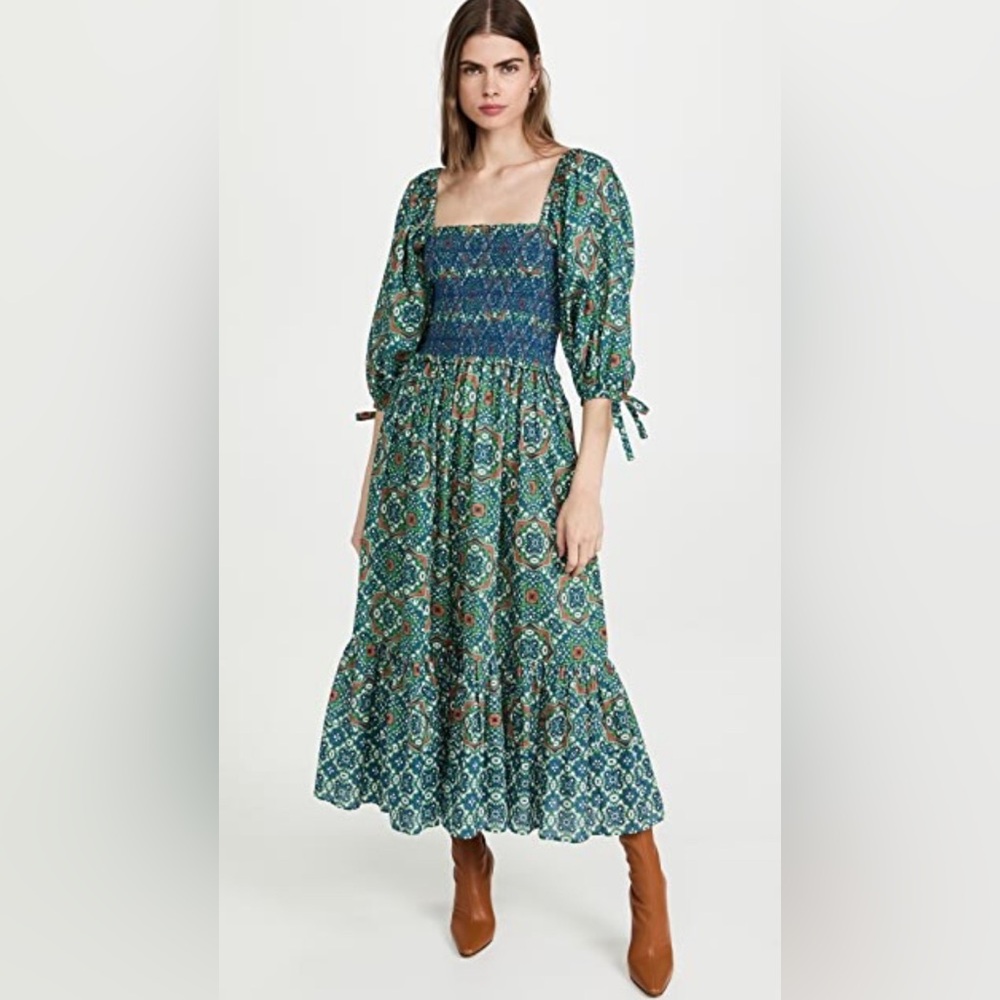 Cara Cara | Moroccan Tile Teal Jazzy Dress - Picture 2 of 10